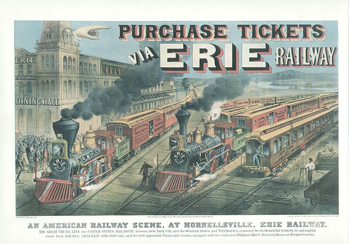 CURRIER & IVES print ERIE RAILWAY ADVERTISING  