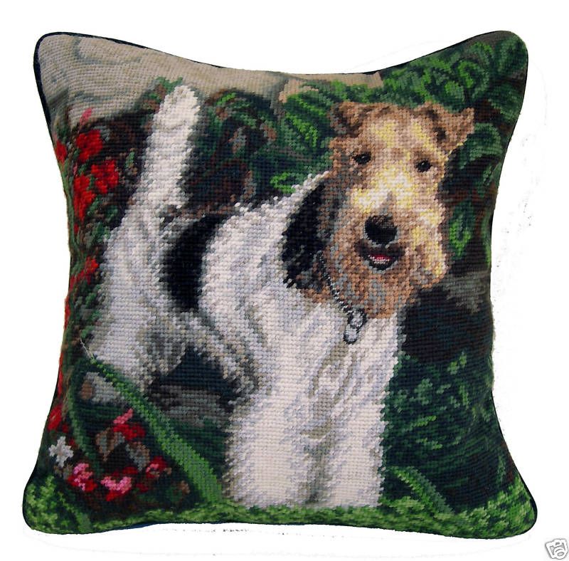 WIRE HAIR FOX TERRIER 14 NEEDLEPOINT PILLOW  