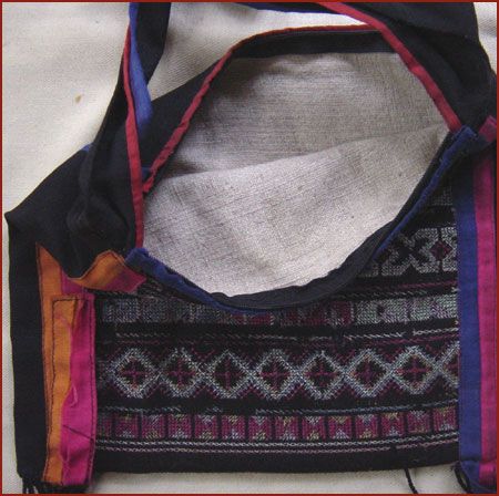 FINE STITCHING OLD AKHA HILLTRIBE BAG BURMA THAILAND  