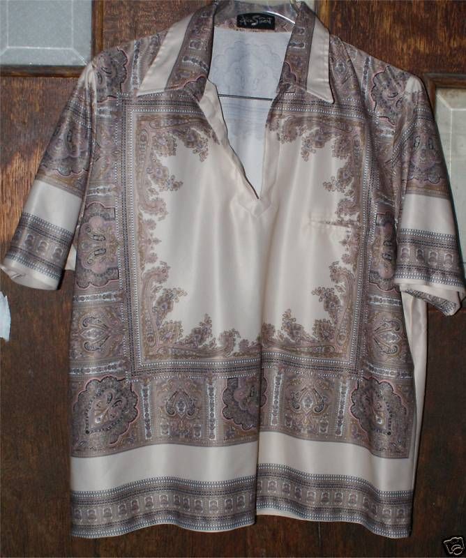 VINTAGE RETRO POLYESTER SHIRT ALAN STUART X L NICE  