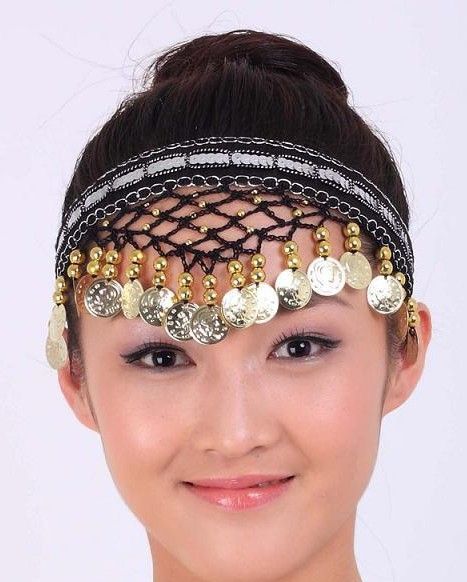 NEW 1pc Fashion Girl Belly Dance hairpin head buckle Velvet With Gold 