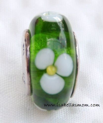   PANDORA Murano FLOWER ME GREEN Silver 925 ALE Glass Charm/Bead  