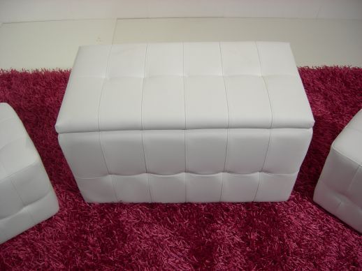 Poltrona pouff contenitore ecopelle tris pouf Bianco  