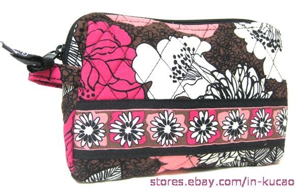 Vera Bradley Small Cosmetic in Mocha Rouge bag  