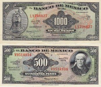 Mexico Super Collection 8 New Bank Notes A.B.N.C UNC.  