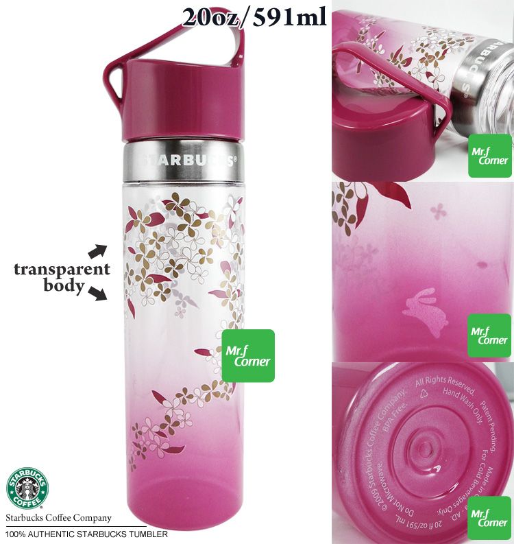 star307 20oz starbucks purple rabbit flower Venti water bottle tumbler 