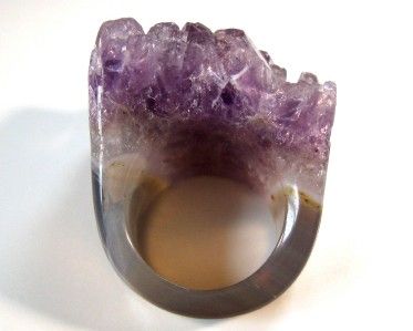 AMETHYST CRYSTAL CLUSTER DRUSY DRUZY GEMSTONE RING 4.75  