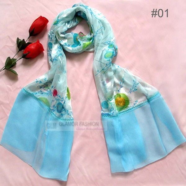 100% Silk Scarf/Long Scarf 20x63 #SC081  