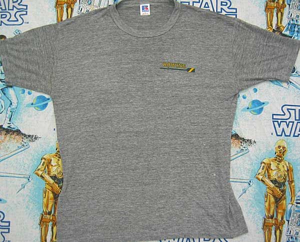 vtg University of ALBERTA ROWING 80s Gray Rayon Gym t shirt L crew 