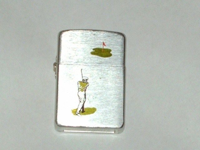 NICE STORM KING ALUMINUM LIGHTER W/ GOLFER & PIN GRAPHICS  