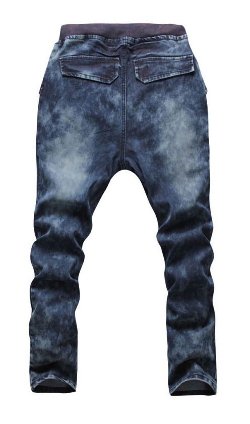 Mens Casual Slim Fit Hip Hop Harem Straight Denim Jeans Pants Trousers 