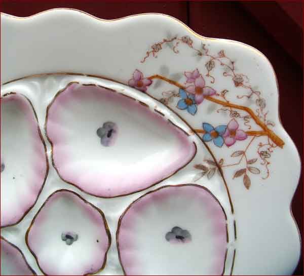 Austrian Porcelain Oyster Plate Gurthez Carlsbad 1900  
