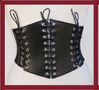 NEW BLACK TRIPLE LACE UP CORSET GOTH ELASTIC BELT 7  