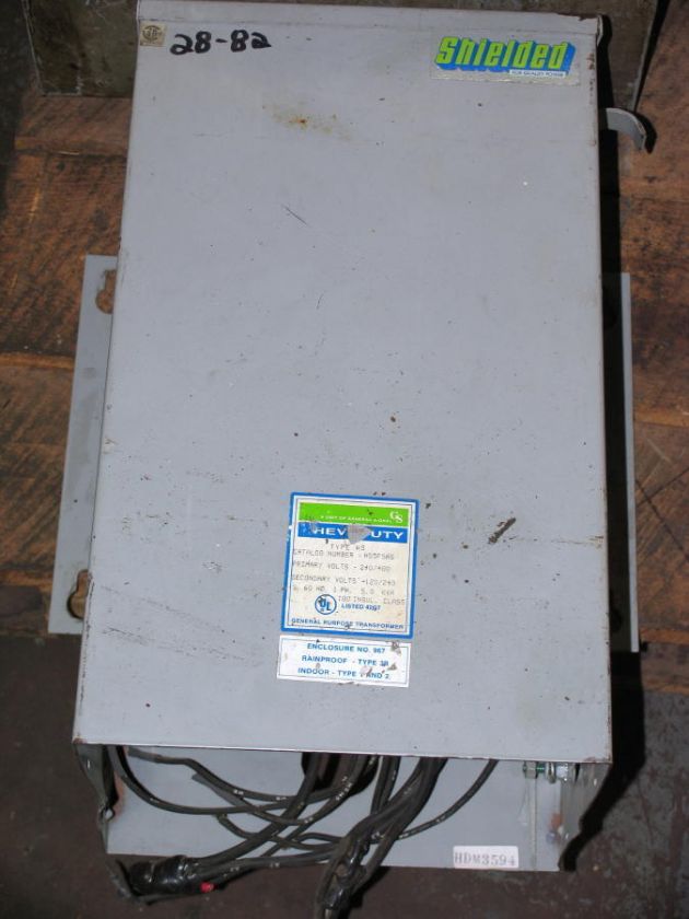 Shielded Dry Type Transformer 5 KVA 1 Phase 240/480V P.   120/240V S 