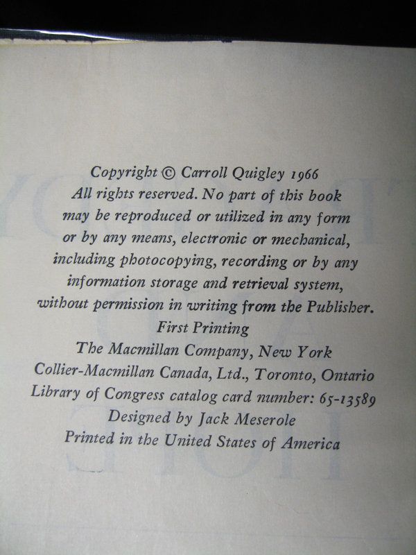 Carroll Quigleys TRAGEDY AND HOPE First Printing/1st Print 1966 