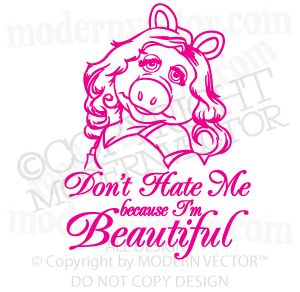 Miss Piggy Quote Vinyl Wall Quote Decal IM BEAUTIFUL  