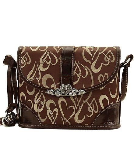 HEART ~ WESTERN CROSSBODY SHOULDER PURSE ~ BROWN  