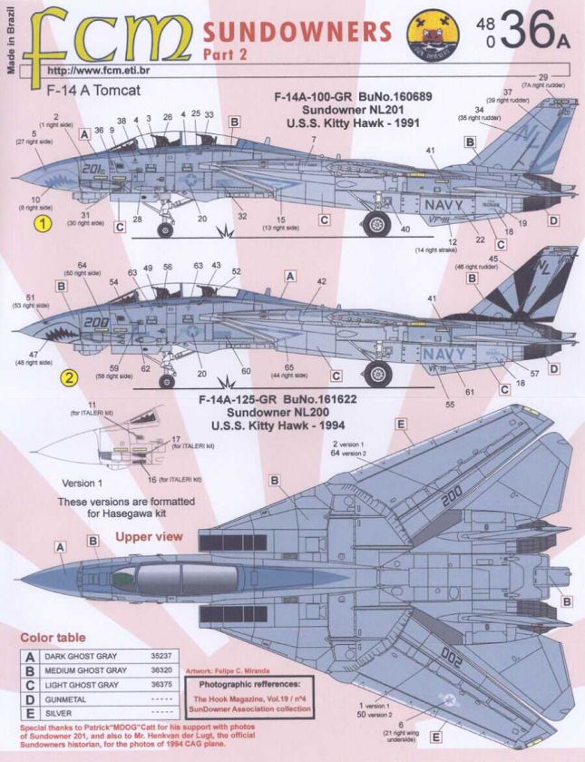 FCM Decals 1/48 F 14 TOMCAT SUNDOWNERS VF 111 Part 2  