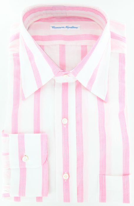 New $325 Barba Napoli Pink Shirt 17.5/44  
