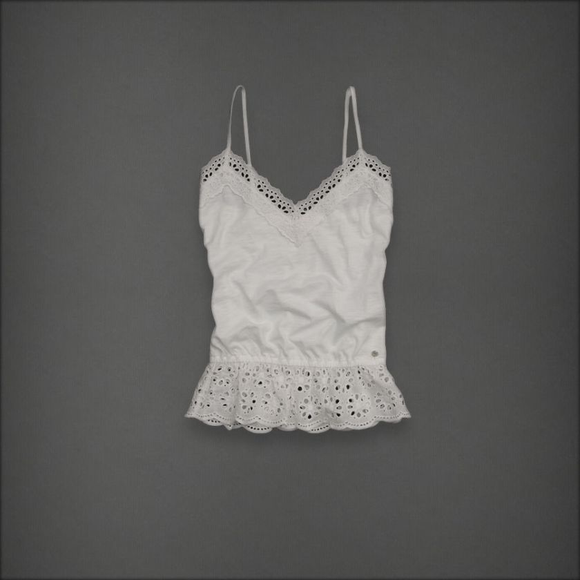 NWT Abercrombie HALLIE white lace blouson tank cami L  