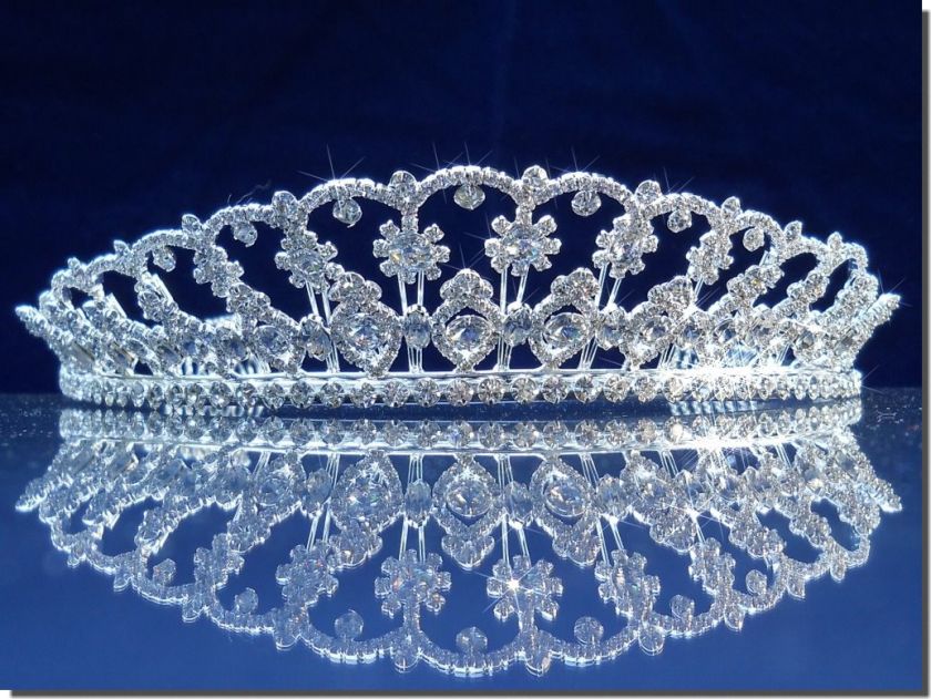   Wedding Crown Veil Pageant Homecoming Prom Pearl Crystal Tiara 46416