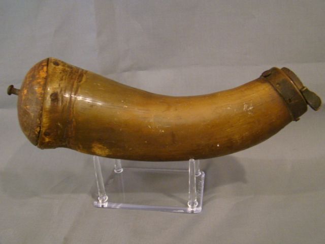 18thC Antique REVOLUTIONARY WAR Soldier PRIMITIVE Gun POWDER HORN 