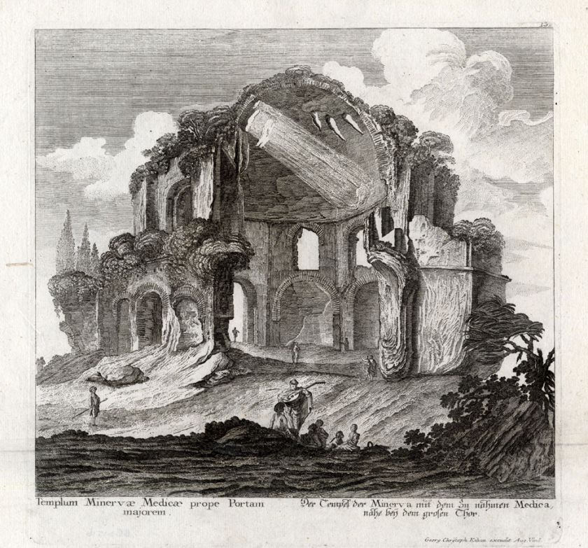 Antique Print MINERVA TEMPLE ITALY ROME Kilian 1782  