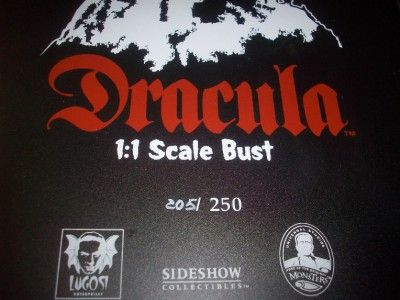 Sideshow BELA LUGOSI DRACULA 11 Scale Life Size Bust Color MINT #205 