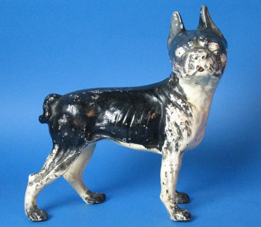 Antique Cast Iron Doorstop of a Boston Terrier c. 1900  