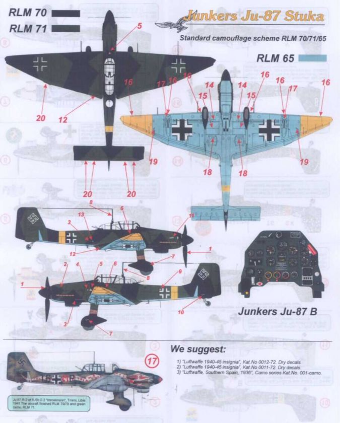   decal set junkers ju 87 stuka company print scale stock number 72 014