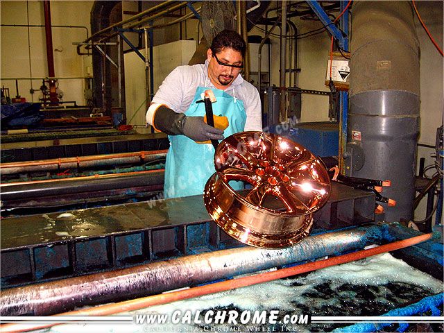 Wheel is copper plated to help fill in porous aluminum casting