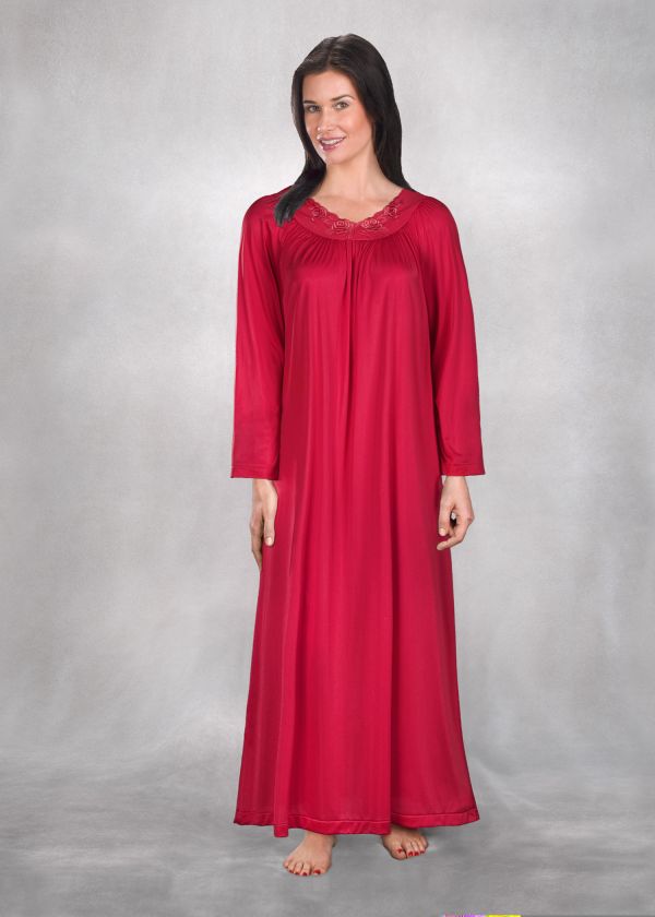 Here is our matching nightgown. We stock the gown in Holly Red and 