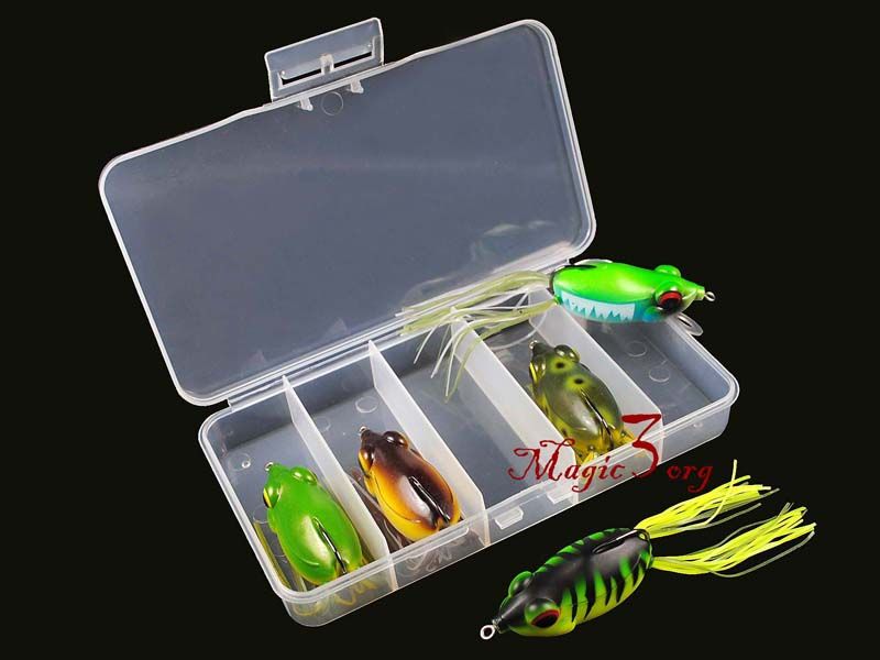 Lots 5 New Bait/Lures Fishing Frog Hook Set w/ box SKF03  