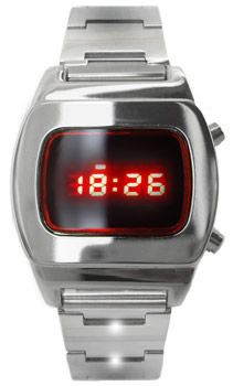 BRAND NEW LED WATCH 70s STYLE CHROME SS RETRO MENS JAMES BOND DIGITAL 