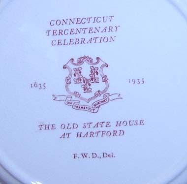 CT Tercentenary Red Plate Old State House Hartford FWD  