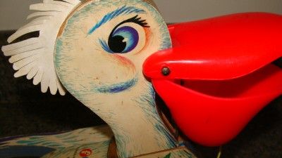 Vintage Fisher Price Big Bill Pelican Pull Toy  