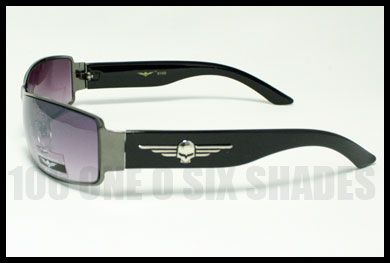 MENS Classic Designer Sunglasses Skull GUN METAL BLACK  