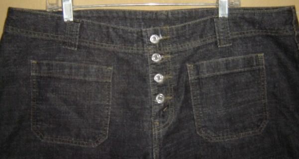 LEVIS Jeans BLACK Patch Pocket Stretch BUTTON FLY DENIM Jean SHORTS 