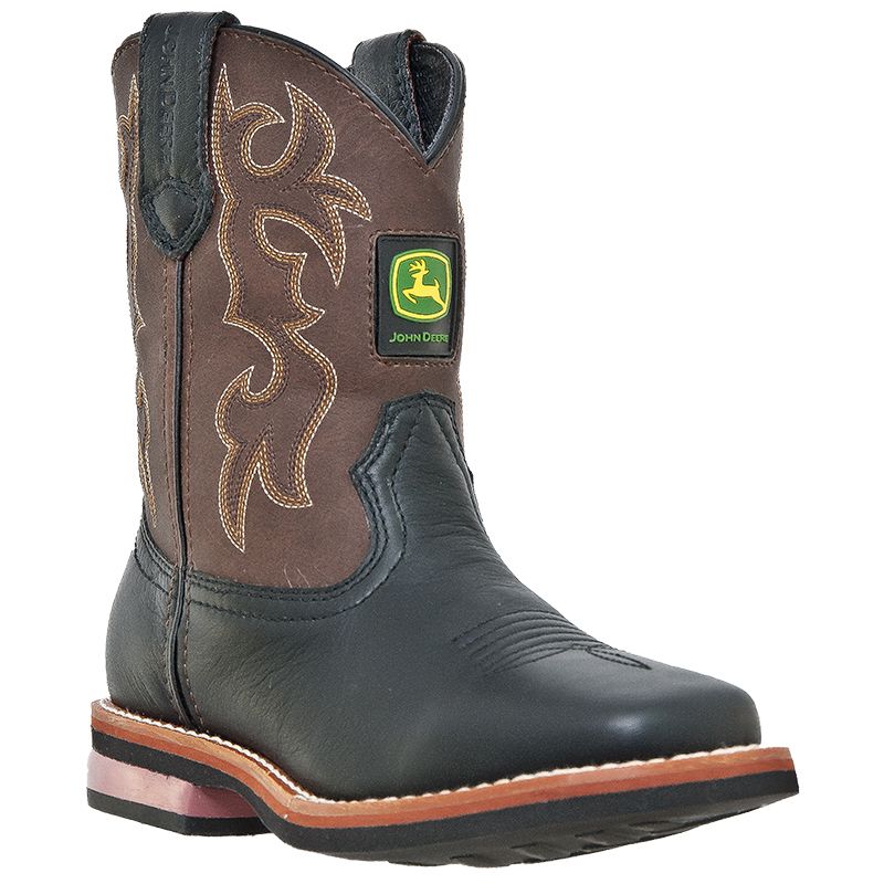 YOUTH JOHN DEERE JOHNNY POPPER BROWN / BLACK GROWING BOOTS NIB JD2323 