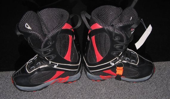 Used DBX Size 4 Black Red Snowboarding Boots  