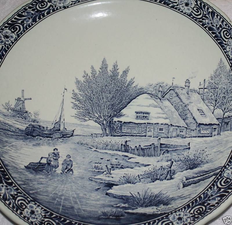 Large DELFTS HOLLAND BOCH Royal Spwinx Dutch Platter  