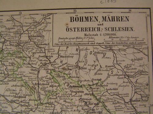 Bohemia Germany c. 1885 color lithographed map nice  
