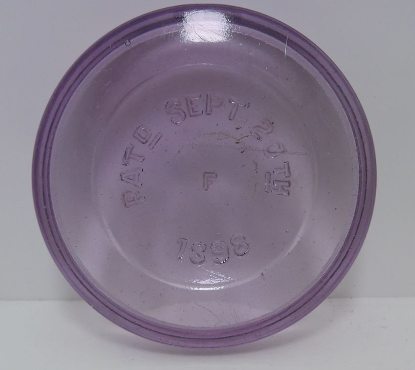 Vintage Purple Tone Glass Jar Bottle Top Sep. 20 Th 1898  