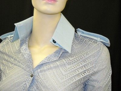 NWT BOUDICCA Blue Eyelet Button Down Shirt Top 8 $978  