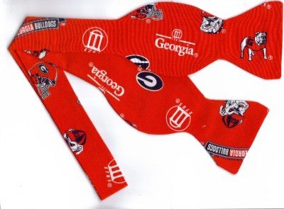 SELF TIE BOW TIE GEORGIA BULLDOGS (ICONS ON RED) UGA  