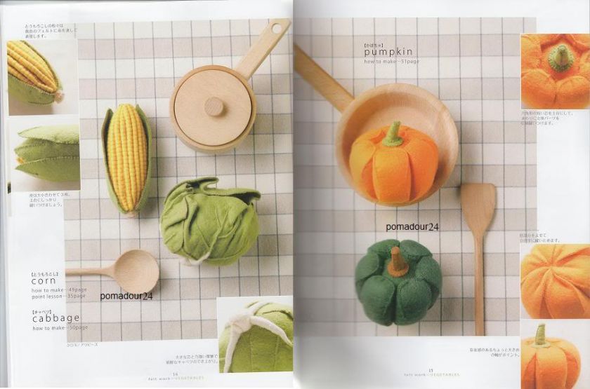 FELT VEGETABLES AND FRUITS   Japanese Felt Craft Book  