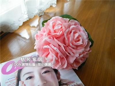 Pink Silk Roses Buds Wedding Bouquet Bridal Silk Flower  