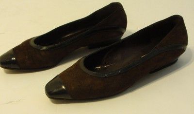 FENDI BROWN SUEDE PATENT FLATS 39  