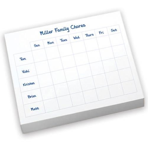 Personalized Schedule Family Tablet Slab Stationery Organize by Day 
