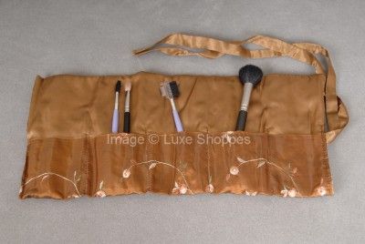 New Oriental Satin Makeup Cosmetic Brush Roll Up Case  